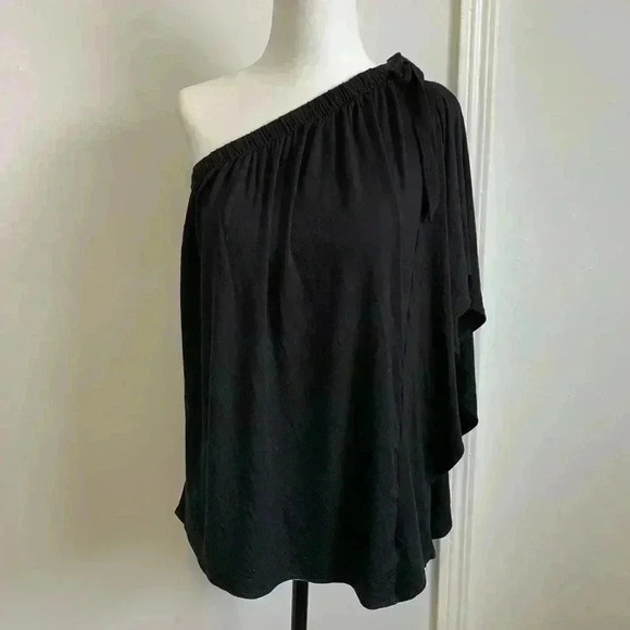 ❤️ BNWOT- Wilmer T-shirt ruffle one shoulder tube  top in black size M - Picture 2 of 6